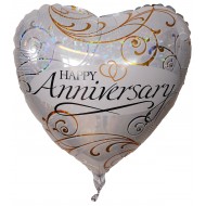 Happy Anniversary folie hjerte ballon 18" (u/helium)